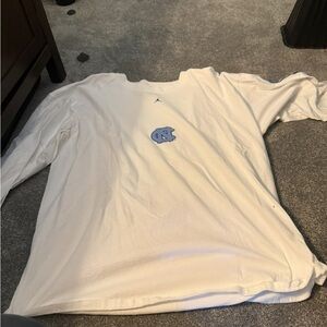 Nike White and Blue Long Sleeve Tee